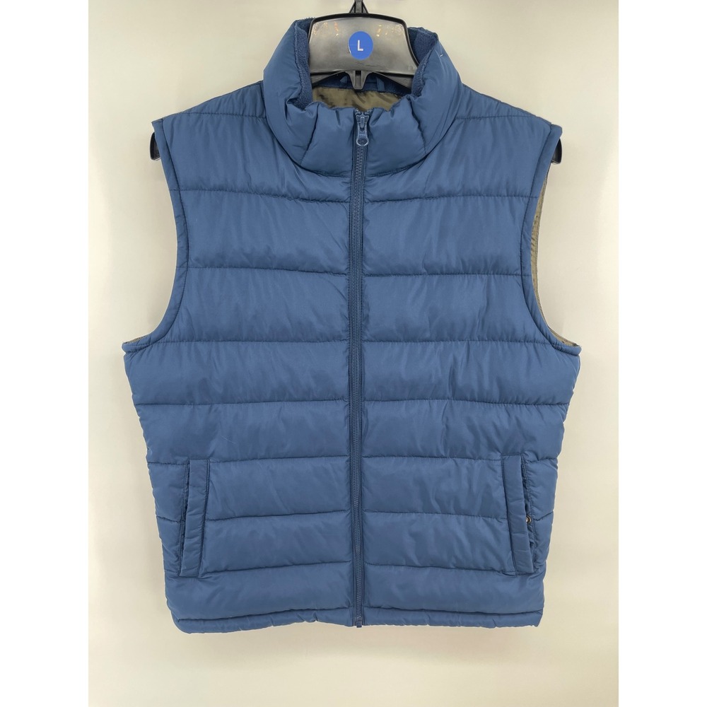 Gap Mens Blue Puffer‎ Vest Full Zip Quilted Sleeveless Jacket Small Mock Neck